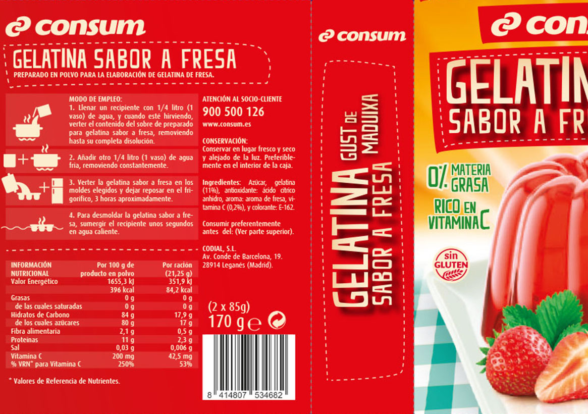 Zona del back del packaging de las gelatinas Consum